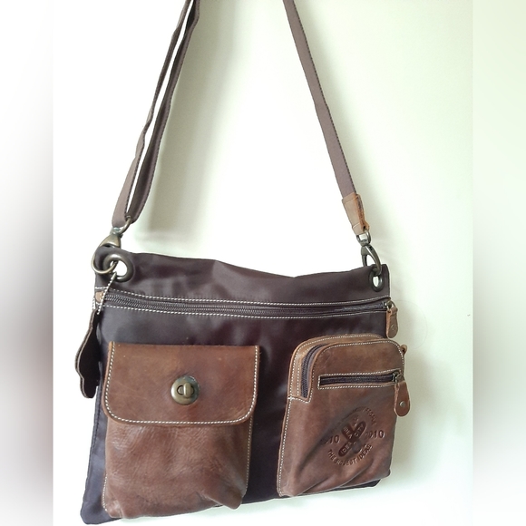 Roots Large Nylon/Leather Village Crossbody Bag - Picture 9 of 13